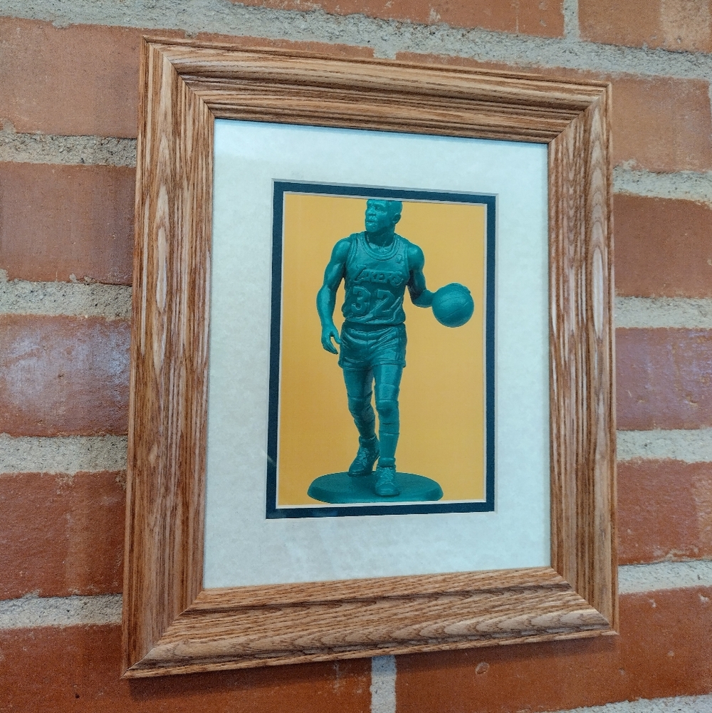 Magic Johnson Los Angeles Lakers Retro NBA Plastic Army Man Framed Art Print